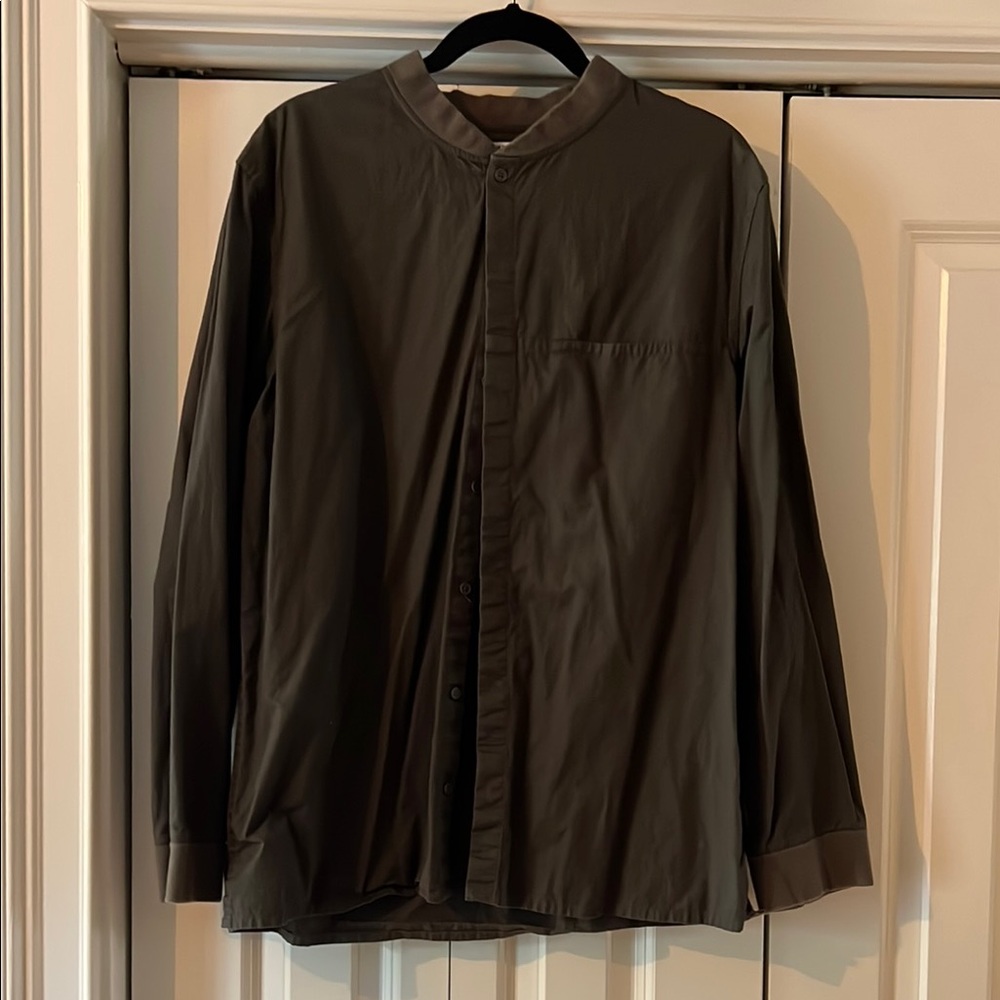 Men's Grey Button-Up Shirt Jacket